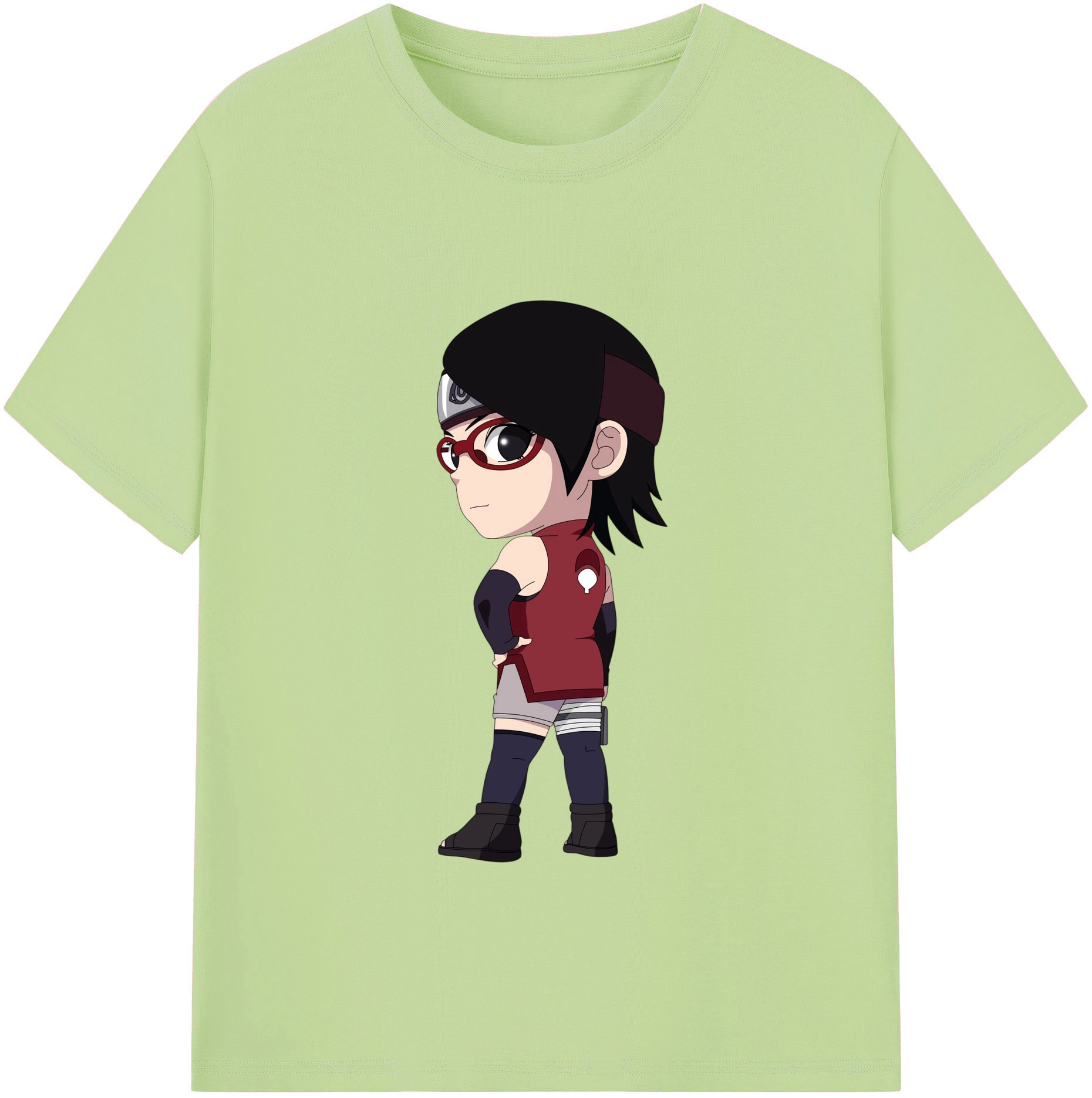 （画像用） NARUTO -ナルト- うちは サラダ Uchiha Sarada 綿100％半袖Tシャツ（フロントプリント）